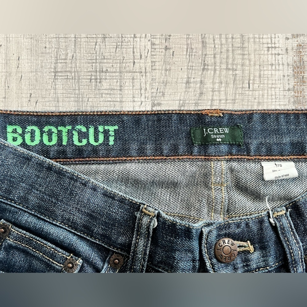 J. Crew Stretch Bootcut Denim Jeans with Distressed Wash Size 27S, 29” inseam - Picture 4 of 8